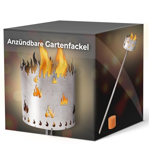 Gartenfackel für draußen Motiv Flamme 1x Brennelement - Holzspäne mit Wachs - Schwedenfackel Pelletfackel Feuersäule Flammschalen Wachsfackel Gartenleuchte