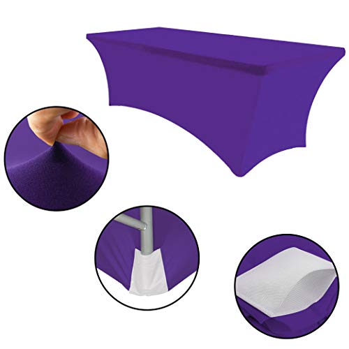 Eurmax Usa Rectangular Fitted Spandex Table Covers 6Ft Tablecloth Wedding Event Patio Table Decorations Stretch Table Cover For 6Ft Folding Table (Purple) #TOP3