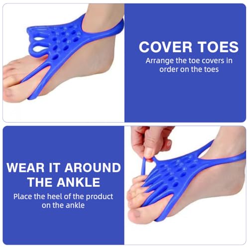 Image of Proberos 5-Toe Resistance Stretching Bands - 2pcs, Toe Trainer for Smaller Feet, Anti-Slip Heel Grip, Pain Relief for Bunion & Plantar Fasciitis, Improves Toe Dexterity & Flexibility