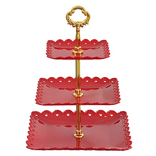 snmi Support De Gâteau Carré, Support De Plateau De Service De Fête D'assiette De Fruits, Plateau De Tour De Bonbons en Plastique De Support De Dessert pour Les Fêtes De Mariage Décor À La Maison Cover