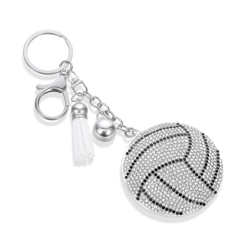 Xthrotsenk Sparkling Sport Volleyball Keychain Volleyball Charms Rhinestone Baseball Football