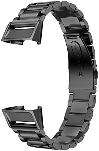 Dsytom Compatible for Fitbit Charge 4/Charge 3 Bands,Replacement Wristbands for Charge 3 SE Fitness Activity Tracker, Women Men Small Large,Metal Band Wrist Accessories Straps (Black)