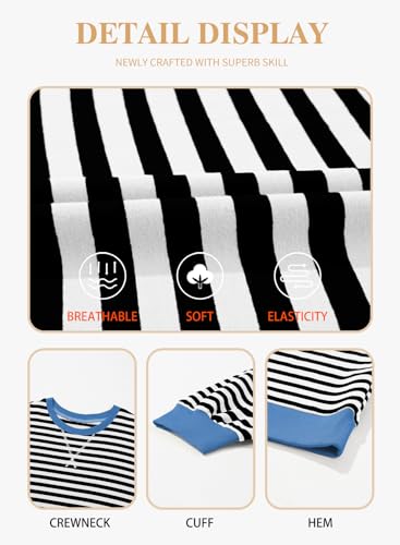 Image of Eytino Women Plus Size Striped Color Block Crewneck Sweatshirt(1X-5X) | Oversized Pullover Tops,Long Sleeve Casual Shirt,Workout & Daily Wear,2026 Fall Fashion Clothes Outfits
