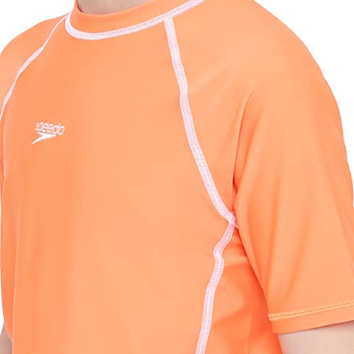 Image of Speedo Boy's Endurance 10 High Chlorine Resistant UPF 40+ Sun Protection Short Sleeve Suntop