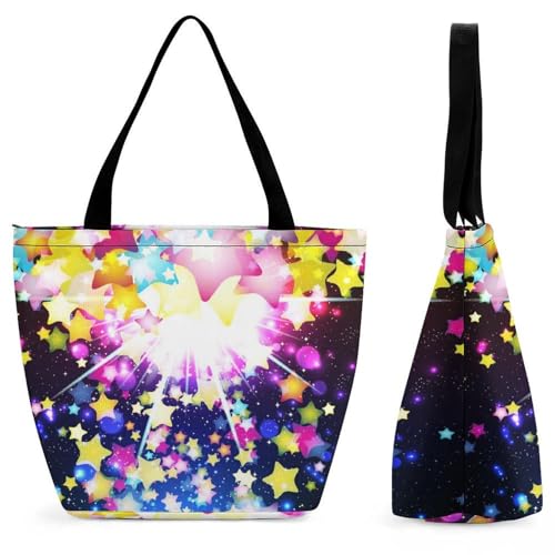 Sac à main pour femme étoiles colorées grand sac shopping et voyage