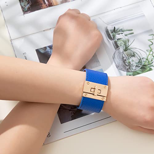 Rantanto Bracelets For Women, Leather Wrap Bracelet For Women, Casual Handmade Leather Cuff Fashion Bangle Bracelet (Royal Blue) #TOP3