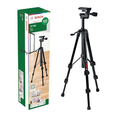 Dotazione: TT 120, cartone Bosch treppiede premium TT 120 (altezza regolabile di 45-120 cm per posizionamento rapido e flessibile di livelle laser multifunzione, in cartone)