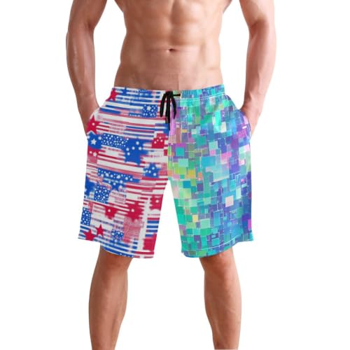 Short de plage respirant pour homme à carreaux fluo de 20 ou 22 cm