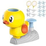 Jouet soucoupe volante,Kit de jouet de lanceur de disque volant de canard jaune de dessin animé, 8 disques volants, 2 filets de capture | Jeux et activités de plein air dans le jardin pour les Peegsan