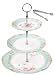 Jusalpha Light Blue 3-tier Ceramic Cake Stand- Cupcake Stand- Tea Party Pastry Serving Platter Comes In a Gift Box- Free Sugar Tong (FD-QD3T) (Blue, 1 Set)