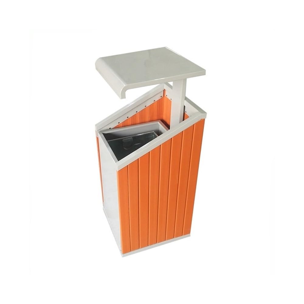 Papelera comercial grande, 2 paneles de madera de plástico y cubo interior extraíble, papelera de reciclaje for exteriores con tapa superior Outdoor Dustbins