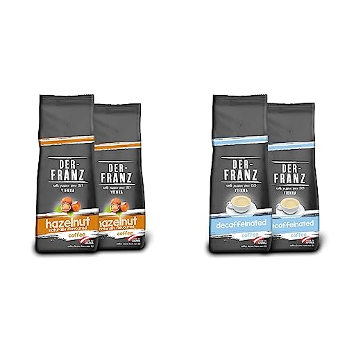 DER-FRANZ - Café aromatizado con avellana natural, molido, 500 g (paquete de 2) & Café descafeinado, molido, 500 g (paquete de 2)