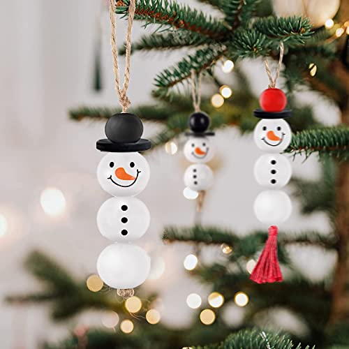 150 Pieces Christmas Wooden Beads With 100 Feet Twine, Snowman Wood Bead Garland Christmas Tree Ornaments Christmas Wooden Farmhouse Bead For Diy Crafts Winter Christmas Party House Decoration #TOP3