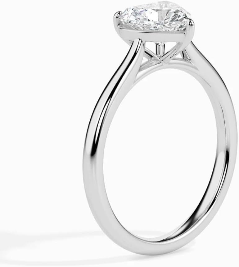 1.00 Ct Heart Cut Solitaire Moissanite Diamond Engagement Ring, Heart Shaped Diamond Ring, White Gold Ring, Yellow Gold Ring, Silver Ring,Anniversary Ring For Her.