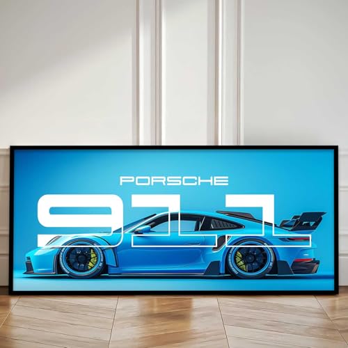 Image of walllane Big Porsche 911 GT3RS Car Framed Posters Gift Items for Boys Room Wall Decoration Bedroom Living Room Office Studio Decor | Car Poster Frame for Wall Decor Set Of 1Size(13 x 25 inch)