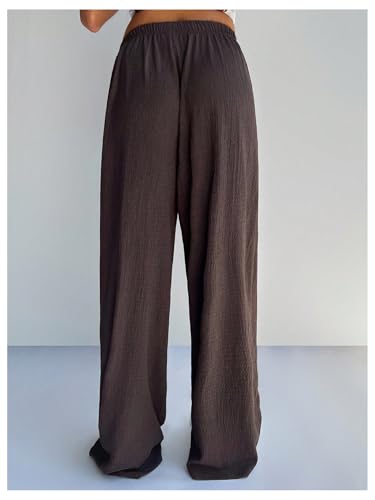 Milumia Women's Wide Leg High Waisted Drawstring Pants Linen-Like Casual Baggy Vacation Palazzo Pant3