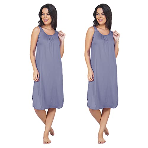 Image of BLAZON Women's Cotton Hosiery Solid Maxi Nighty Slip (Pack of 2) Available Sizes: S, M, L, XL, 2XL, 3XL, 4XL, 5XL