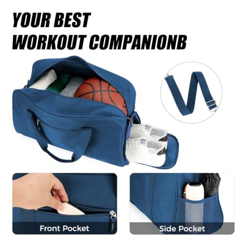 Image of Searock 45L Gym Bag for Men & Women with Shoe Compartment | 21 inch Large Duffle Bag for Travel, Sports, Fitness & Workout, Navy Blue