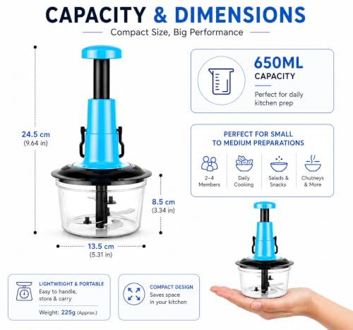 Image of Chopper for Kitchen Use | Vegetable Chopper for Kitchen | Manual Push Chopper for Onion, Tomato & Vegetables | Hand Vegetable Cutter Machine for Salad, Fruits & Garlic