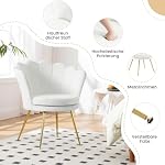 WOLTU Sessel Wohnzimmer, Armlehnensessel Blumenform, Loungesessel Relaxsessel Lesesessel Akzentsessel Einzelsofa, mit Samtbezug Metallbeinen, Weiß, SKS49ws – Bild 4