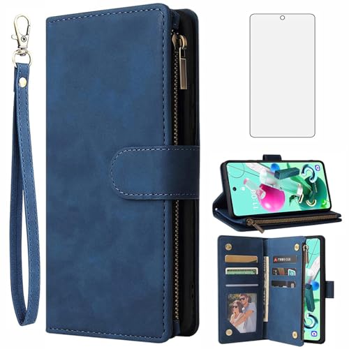 Housse rabat LG K92 5G antichoc avec fentes cartes bancaires et film écran incluse