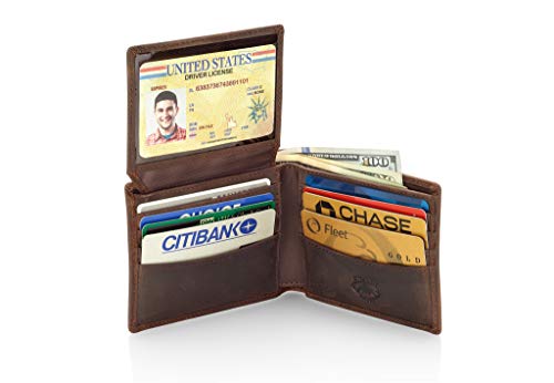 Stealth Mode Brown Leather Bifold Wallet For Men With Id Window And Rfid Blocking, One Size #TOP1