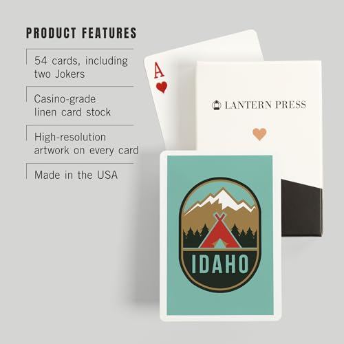 Lantern Press Idaho, Tent y Mountains, 52 cartas póker miniatura 3