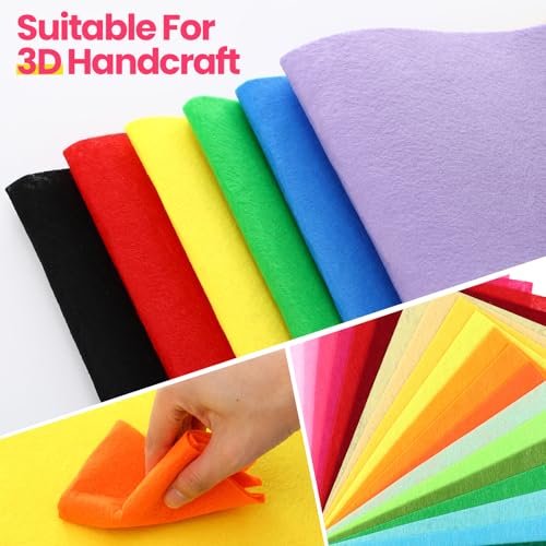 Image of Reginary 120 Pcs 8 x 12 Inch & 8 x 35 Inch Felt Sheets Bulk for Craft 40 Assorted Color Felt Fabric Squares Stiff Paper for Back to School Fall Festival Holiday DIY Craft Sewing Patchwork (Vibrant)