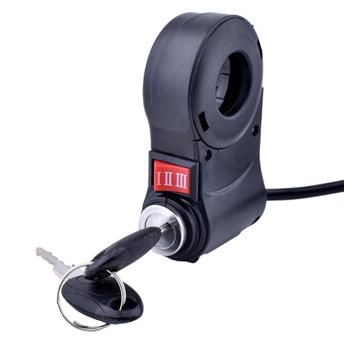 Image of Universal 3 Speed Switch 12V-96V Key Ignition for Ebike 5 Wires Ebike Key Ignition 22mm 7 /8in Handlebar Switch Shift Electric Bike Ignition Key Replacement Electric 3 Speed Module Switch Shift