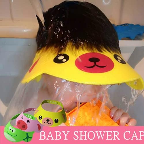 JINHENB 3Pcs Christmas Baby Bathing Cap,Adjustable Kids Shower Cap Shampoo Shower Protection Safety Visor Shield HatBathing Protection Cap for Toddler,Baby,Kids (Cartoon)