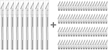 Jetmore 10 Pack Exacto Knife with 100 Pack Hobby Blades Set, #11 Craft Knife Blades Refill Hobby Knife Replacement Blades with Storage Box for Pumpkin Carving, DIY, Art, Cutting, Stencil