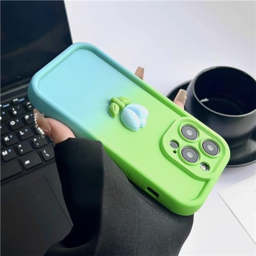 Coque silicone Samsung A52 A73 fleurs 3D anti-glisse vert - 2