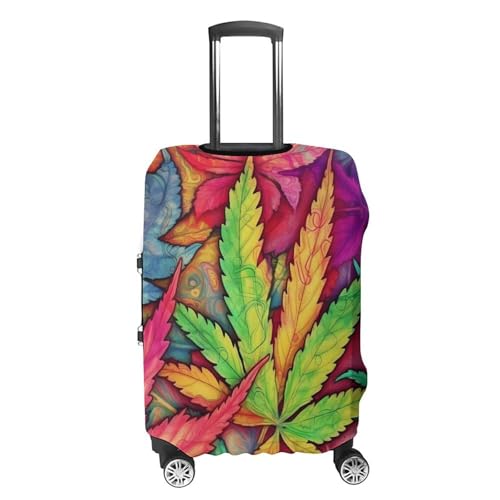 MultiColor Leaf Weed Art Luggage Cover, Washable Elastic Suitcase Cover Protector Fit 18-32 Inch Luggage4
