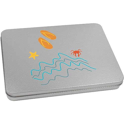 220mm 'At the beach' Metal Hinged Tin/Storage Box (TT00211095)