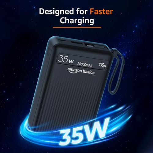 Amazon Basics 20000mAh 35W Fast Charging Power Bank, Black - Image 5