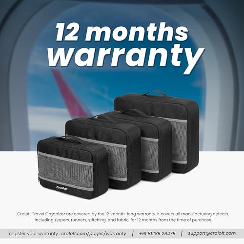 Image of CRALOFT Packing Bags for Travelling, Travel Organizer Bag, Cloth Organizer for Travel, Suitcase Organizer for Travelling, Travel Organiser Bags 4 Piece Set (1 Large, 2 Medium, 1 Small, Black)