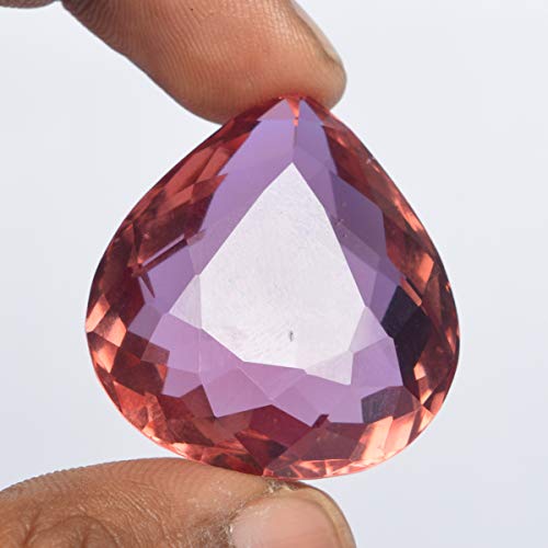 Gemhub Alexandrite Loose Stone Approx 60-70 Ct Pear Shape Translucent Alexandrite Gemstone, Shiny Color-Change Alexandrite Gemstone #TOP1
