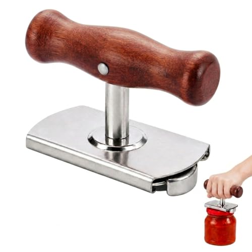 VZU Dosenöffner Arthritis-Glasöffner Edelstahl Glasöffner Schraubdeckelöffner Dosenöffner Senioren mit Verstellbarem Griff Deckelöffner für Schraubgläser für Familie Picknick Geschäft Holzfarbe