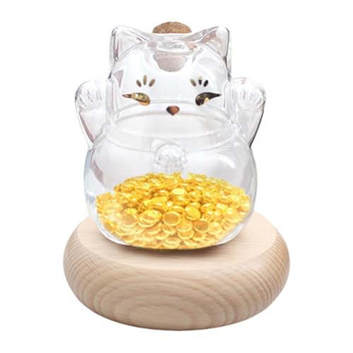 Hucha de gato transparente tarro para monedas pequeño contenedor decorativo de deseos 2