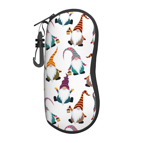 LimPac Xmas Funny Gnomes Print Soft Case Ultra Light Neoprene Glasses Case, Large Sunglasses Case, Zipper Seal