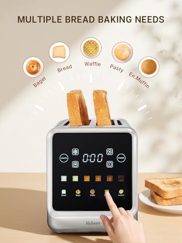 Yabano Tostapane 4 fette con touch screen e funzione memoria, tecnologia singola, timer, scongelamento e riscaldamento, tostapane in acciaio inox con 6 livelli di doratura, 5 programmi per il pane - immagine 3