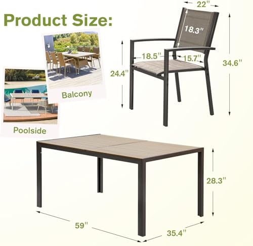 Homall VCH-24C6DBG Patio Dining Set 7 Pieces Outdoor Furniture thumb #6