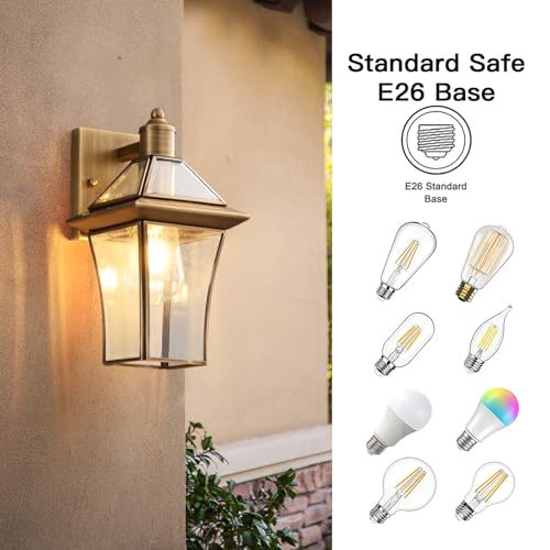 Hemali Brass Exterior Sconces, Outdoor Wall Light Fixtures for Front Porch - image 6