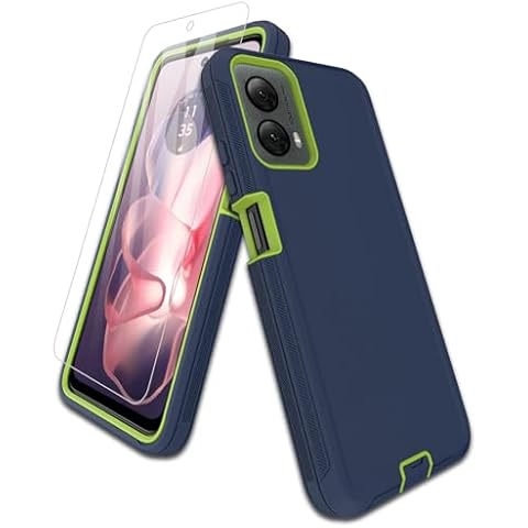Aliruke for Motorola Moto G Power 5G(2024) Case, with Screen Protector, Port Protection, Full-Body Non-Slip Silicone Rubber Covered, 3-Layer Drop-Proof Cover Phone Case, Blue Cover