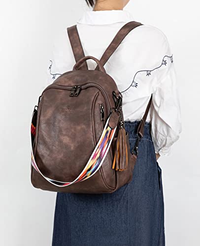 Fadeon Small Backpack Purse For Women, Leather Handbags Designer Cute Roomly Ladies Shoulder Bag With Tassel #TOP3