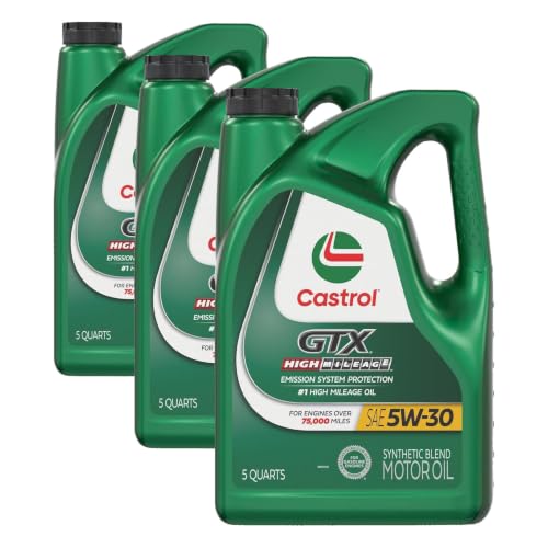 Image of Castrol GTX High Mileage 5W-30 Synthetic Blend Motor Oil, 5 Quarts (Pack of 3)