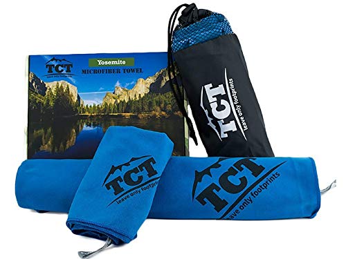 Camping Towel Set - Quick Drying Super Absorbent Lightweight Ultra Soft Microfiber. Easy