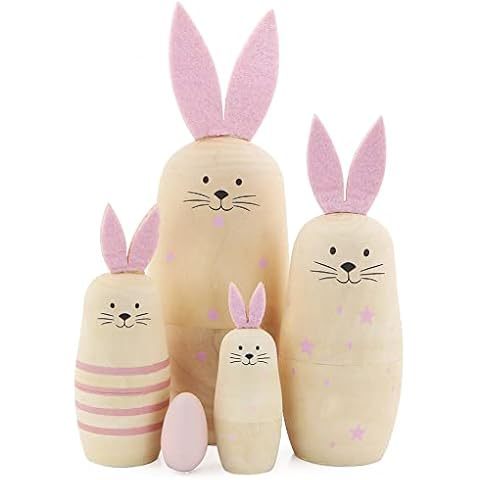 Boerni Set of 5 Handmade Rabbit Nesting Dolls Cover