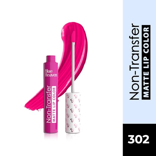 Image of Blue Heaven Non Transfer Matte Lip Color, Long Lasting upto 8 hrs, Light Weight & Smudge Proof, Non Transfer Liquid Lipsticks for Women, 302, 2.8ml