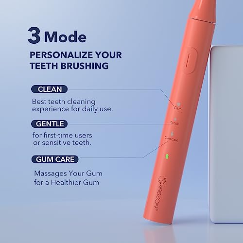Image of ARISSON Sonic Electric Toothbrush for Adults and Kids, 40,000 VPM Power Toothbrush, 1.5H Fast Charge Ultrasonic Electric Toothbrushes with 2 Minutes Smart Timer, 1.6 Oz Travel Toothbrush, Peach Orange
